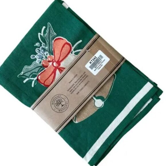 NNW MAHOGANY Set of 2 Holiday 100% Cotton Flour Sack Kitchen Towels Christmas - Picture 5 of 9